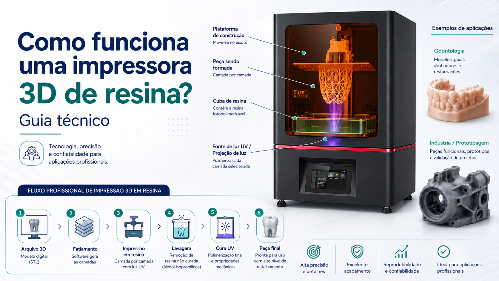 como funciona uma impressora 3d de resina guia técnico