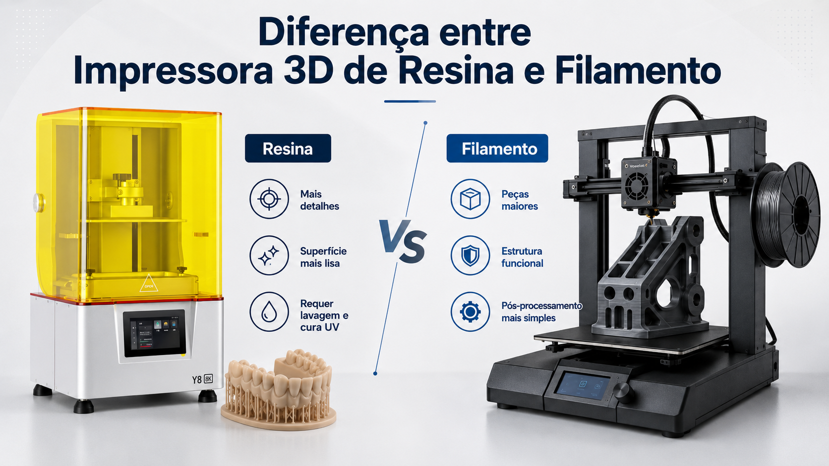 diferença entre impressora 3d de resina e filamento