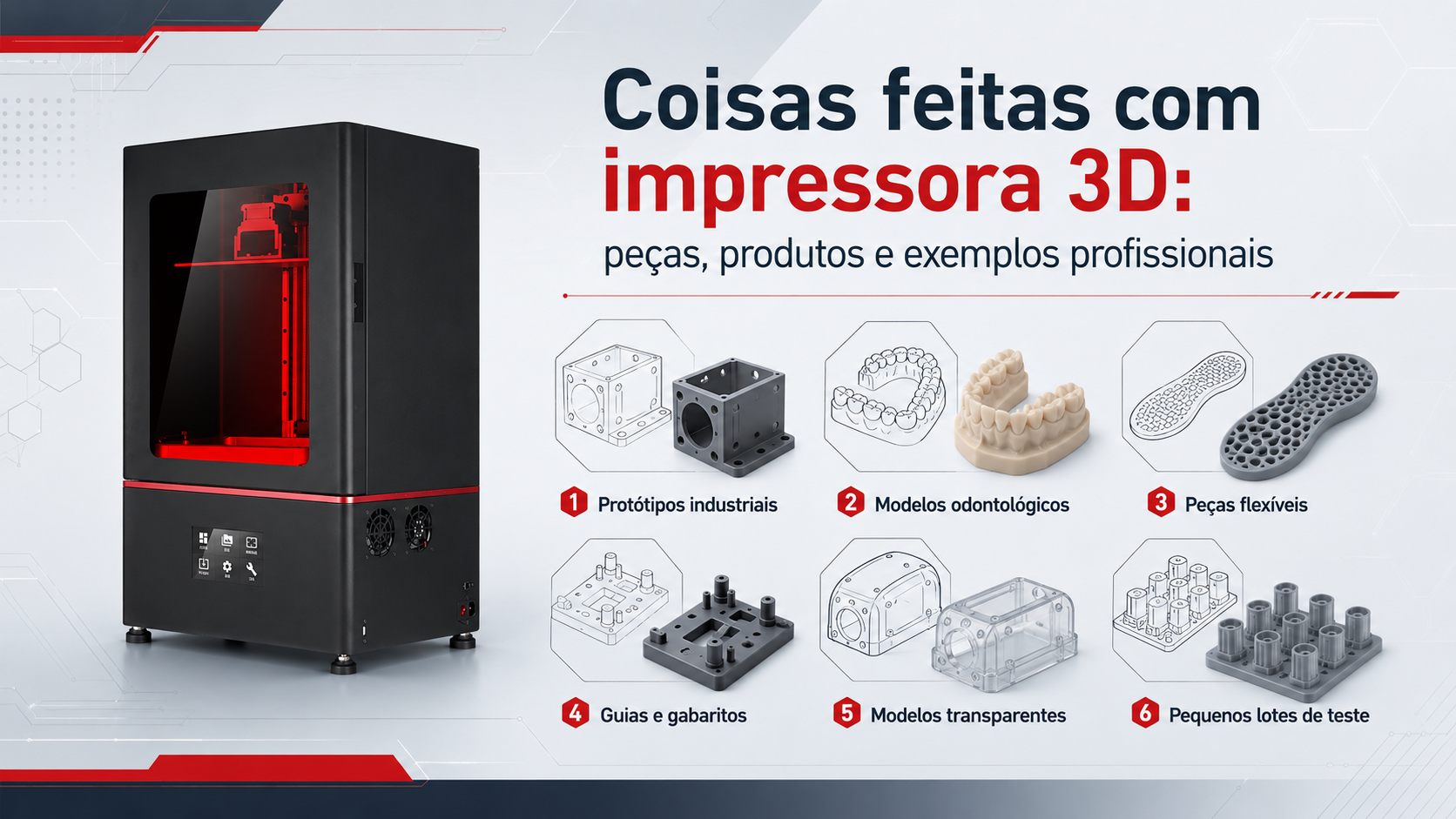 coisas feitas com impressora 3d peças, produtos e exemplos profissionais