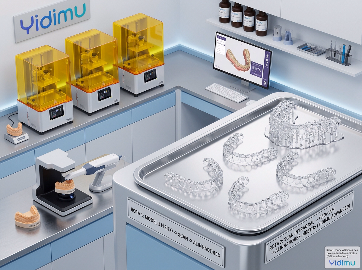 impressão 3d de alinhadores transparentes modelo termoformado ou impressão direta
