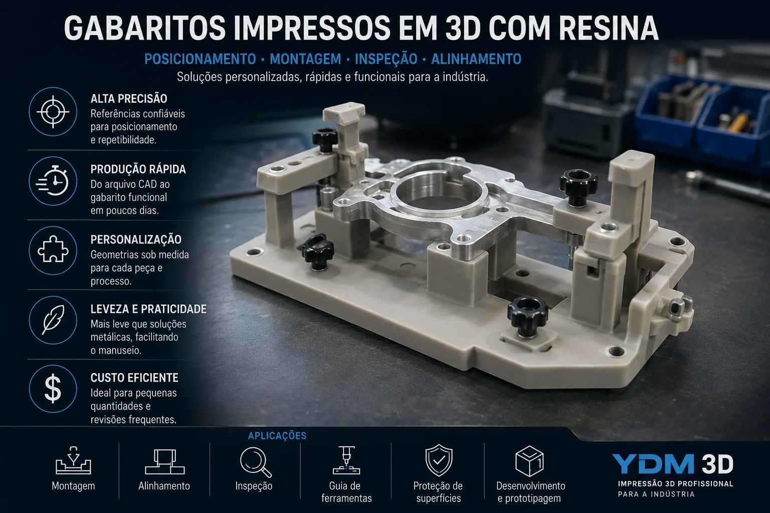 Gabaritos impressos em 3D com resina